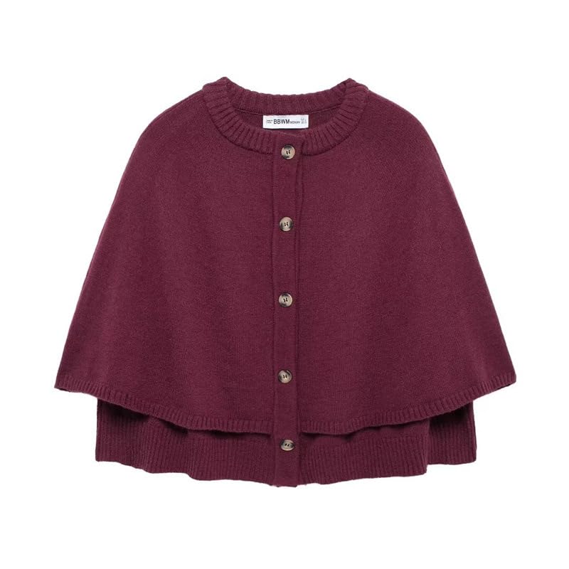 Image of Knit Cape Coat for Women Button Up Cropped Cardigan Corporate Outfits Dressy Casual Old Money Aesthetic