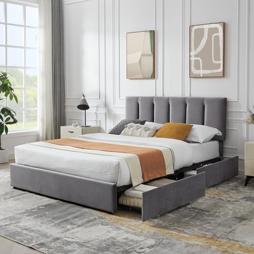 Snapklik.com : VECELO Full Upholstered Bed Frame