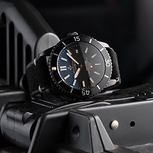 Meccaniche Veneziane Nereide Orologio Automatico Subacqueo Svizzero da Uomo  con Cinturino in Pelle ed Extra Cinturino in Silicone (Nero Ardesia PVD) :  Amazon.it: Orologi