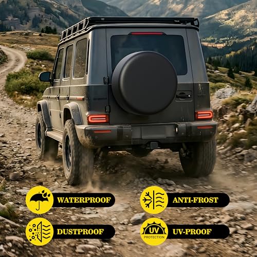 Image of Moonet 24-26 inch Spare Tire Cover Thickening Leather Universal Fit for Jeep, Trailer, RV, SUV, Truck, Tough Tire Wheel Soft Cover (Fits Entire Tire Diameters 24-26 inch)