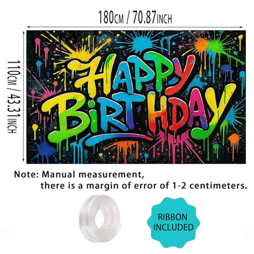 Image of Nuxovilar 71x43 inch Graffiti Style Happy Birthday Banner