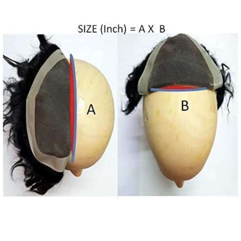 Image of PREMIUM Mono Hair Patch | 100% Silky and Soft Human Hair Wig | Original for Men Undetectable, Natural Looking and Lightweight Men's System | Fix With Tape, Clips or Glue | (Black, 8x6)