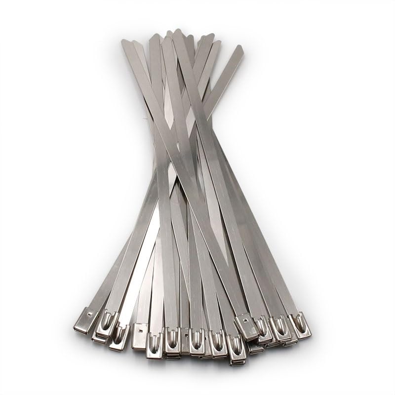 Kabelbinder, 10 Stück, Kabelbinder aus Edelstahl, Kabelmanagement-Umwicklung, Abgaswärmebänder, Induktionsrohrverschluss, Klettkabelbinder (Farbe: 250 mm) (250 mm) (350 mm)