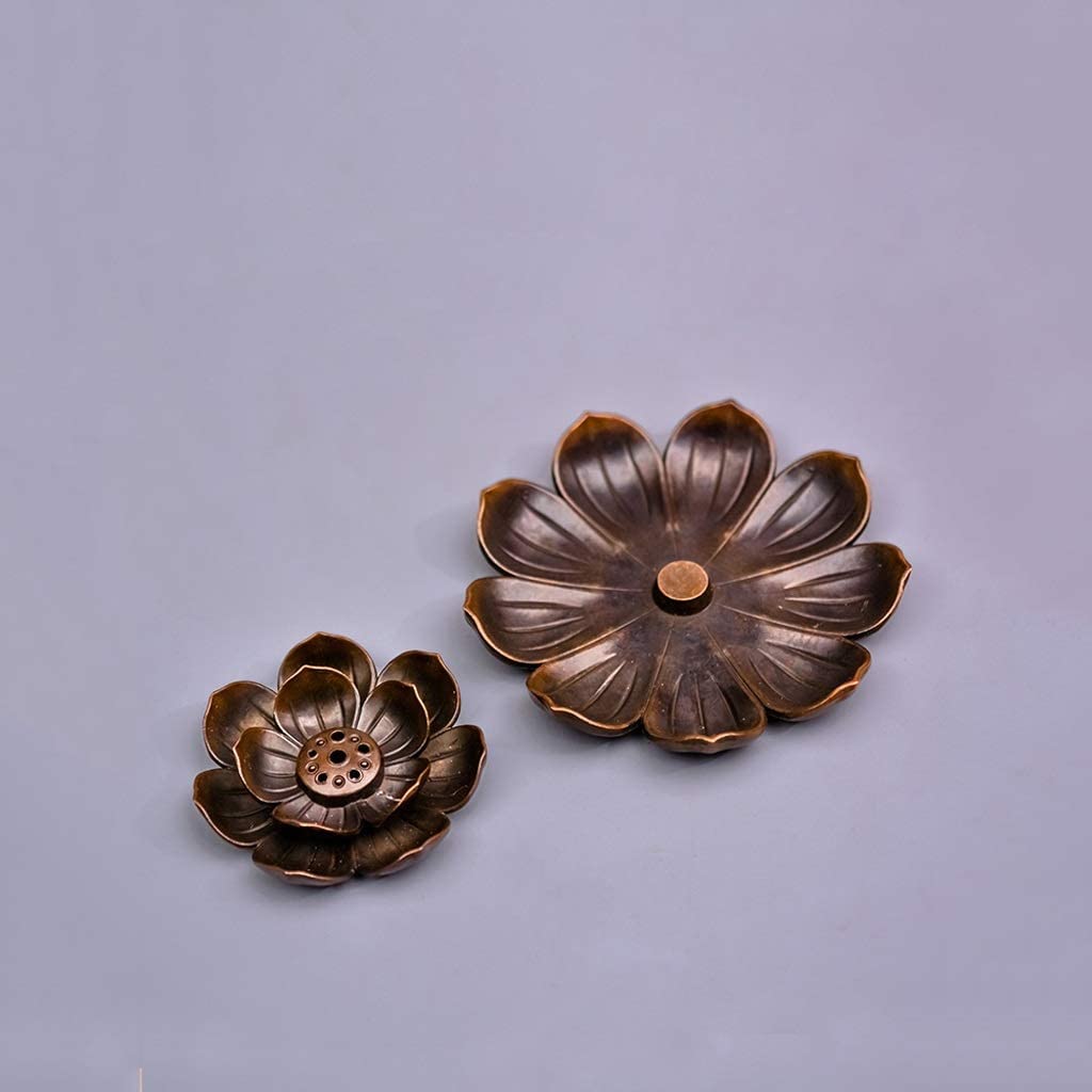 Räucherstäbchen Räuchergefäß Halter 2 X Lotus-Räucherstäbchen, Antikes Kupfer, Teezeremonie, Porös, Tan-Linie, Weihrauchbrenner, Räucherstäbchenhalter Für Buddha-Zen-Ofen Zuhause Büro Yoga