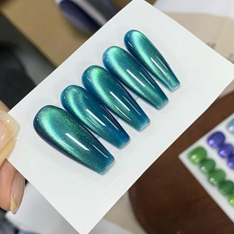 SAGEBIO Dual Light Cat Eye Gel Nail Polish 15ml Green Blue Crystal Effect Magnetic Gel for Stunning Nail