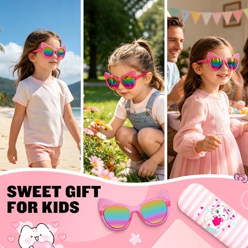 Image of Kids Sunglasses for Girls with Eyeglasses Case for Party Beach Dress Up Glasses