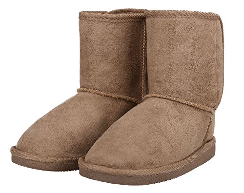 Livingston Kids' Plush Sherpa Lined Faux Suede Rubber Soled Winter Boots Camel 1