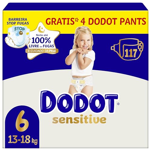 Dodot Pañales Bebé Sensitive, Talla 6 (+13 kg), 117 Pañales +...