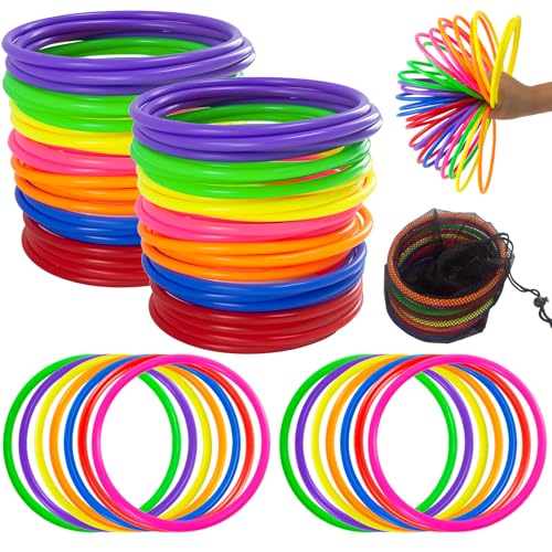 ailixinda 28 PCS Ring Toss Rings Multicolor Plastic Rings Rings for Ring Toss Game for Kids and Outdoor Toss Rings Carnival Rings for Speed Agility Practice Games Garden Backyard 7 Colors (5 inch)