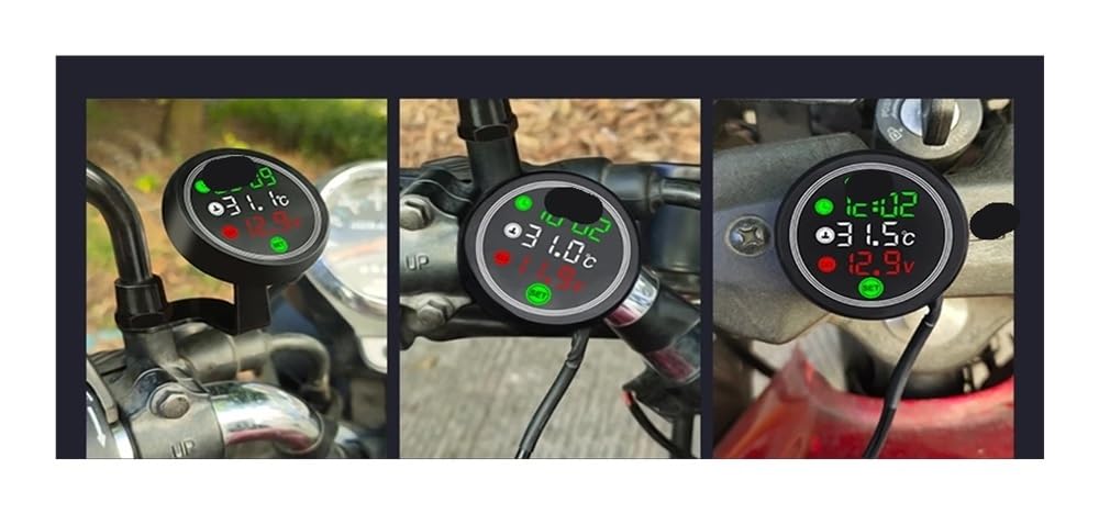 Tachimetro Moto Termometro per moto 9-24V Display digitale elettronico 4 in 1 Misuratore della temperatura dell'acqua Voltmetro Indicatore Allarme di bassa tensione