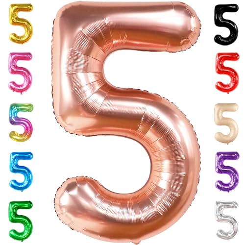 KatchOn, Giant, Rose Gold Number 5 Balloon - 40 Inch | Five Balloon | Rose Gold 5 balloon, Rose Gold 5th Birthday Decorations for Girls | Rose Gold 5 Birthday balloons for Girl