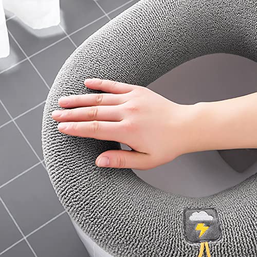 Colrid 4 Stück Toiletten Sitzbezug, Warmes Toilettensitzkissen, Toilettensitz Abdeckung, Waschbar Toiletten Sitzbezug, Dicker, Waschbar, Dehnbar, dür Die Meisten Toiletten Geeignet – Bild 8