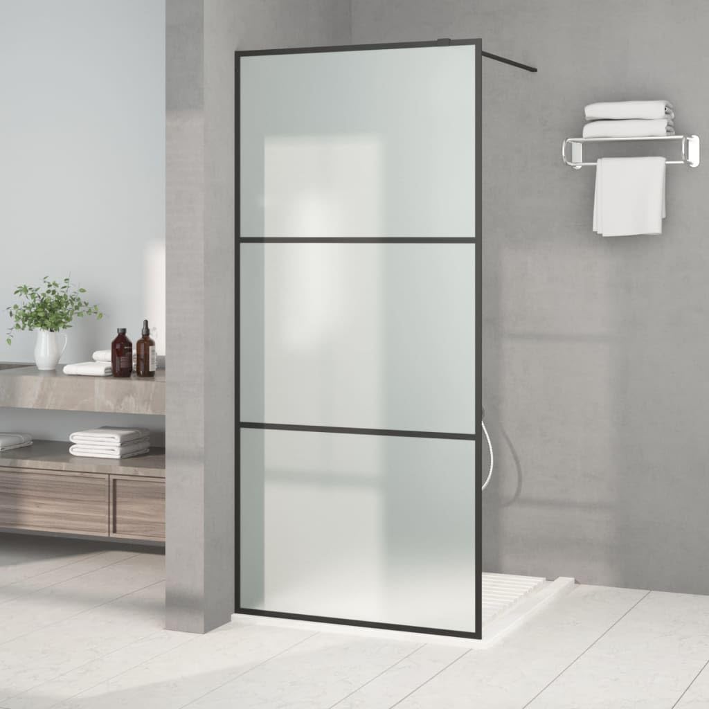 Mampara de Ducha Vidrio ESG Esmerilado Negro 90x195 cm, Mampara Bañera, Mampara Baño Ducha, Cabina De Ducha, Mampara Baño 152111