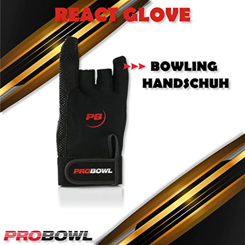 Pro Bowl React Glove – Guante de bolos – Protege los dedos de las manos – Mujer Hombre Niños Adultos – Proporciona mayor fuerza de agarre en el bolo – Mano derecha – XL