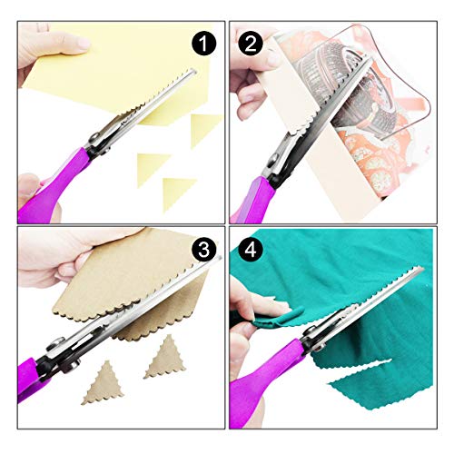 Scalloped Pinking Shears, P.LOTOR 9.3 Inches Stainless Steel Handled Professional Dressmaking Sewing Scissors Zig Zag Fabric Craft Scissors (Scalloped)