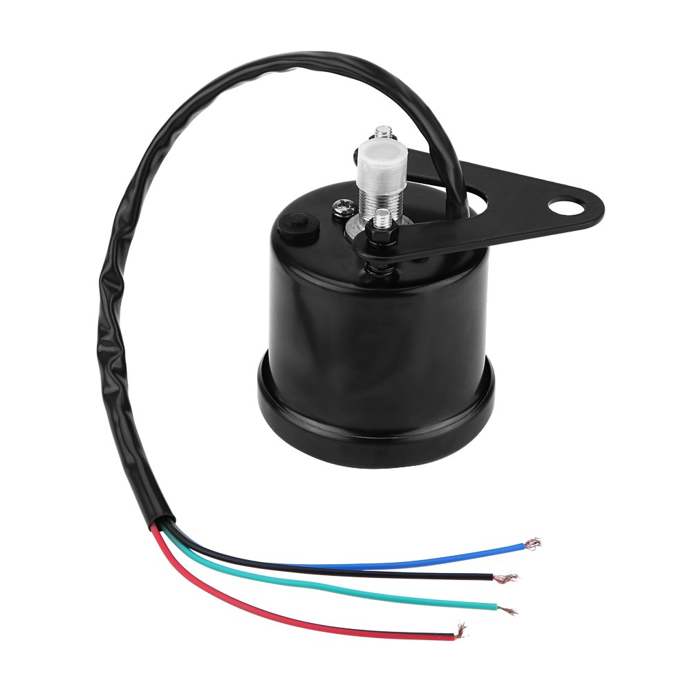 Keenso - Tachimetro digitale per moto, 12 V CC, universale, retroilluminazione a LED, tachimetro, misuratore di velocità, misuratore di livello dell'olio, voltmetro di tensione, nero