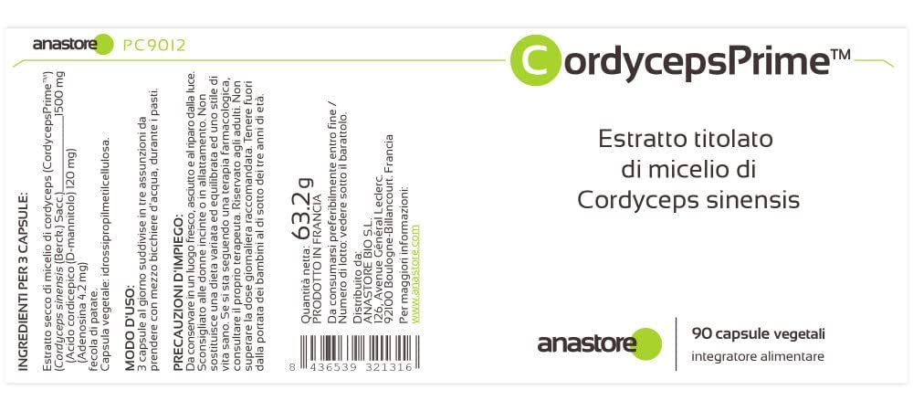 CORDYCEPSPRIME™ * OFERTA 3+1 GRATIS * 500 mg / 360 cápsulas * Extracto titulado al: 0,28% en Adenosina | 8% en D-manitol (Ácido cordicépico) * Antiinflamatorios, Energia, Inmunitario