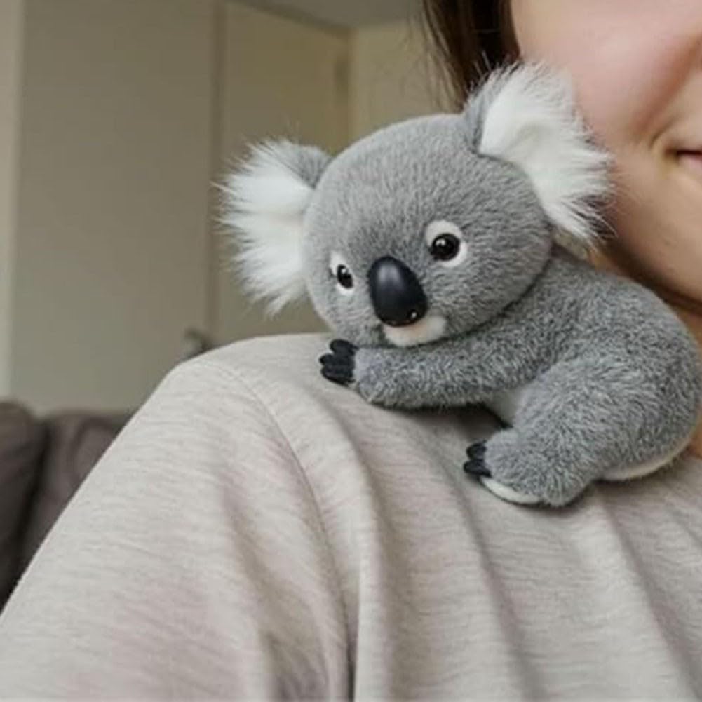 Koaly Plush Toy - Soft Realistic Koala Stuffed Animal for Kids, Comforting Pillow Companion with Cuddly Design, Grey 25 cm
