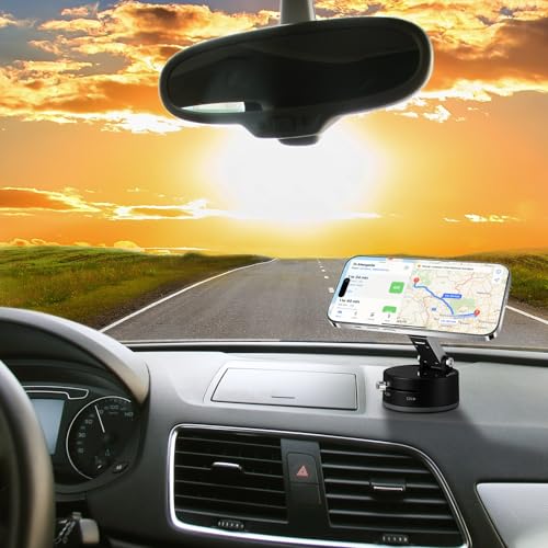 Image of Kingdder Vacuum Magnetic Suction Phone Holder Updated 360 Rotatable and Foldable Magnetic Phone Mount Stand for Car, Gym(Drip Glue,Black)