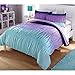 Heritage Kids Ombre Ruched 3 Piece Comforter Set, Full, Blue and Purple