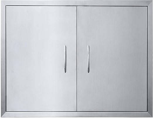 JIE JIN 30" W X 21" H Outdoor Kitchen Doors Double Doors Thickened 304 Brushed Stainless Steel BBQ Access Door BBQ Island Doors Outdoor Kitchen Accessories Door for Outdoor Kitchen BBQ Island