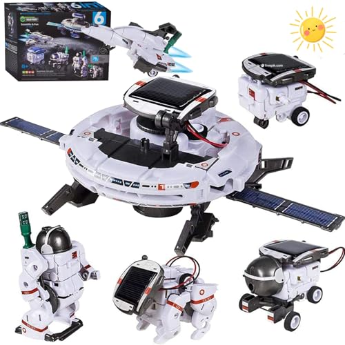 Georgie Porgy Robots de energía Solar Juguetes Stem Kits para niños Caja de experimentos Juegos educativos Ciencia Kit construcción Regalos para niños y niñas de 8 años (6 en 1 Blanco)