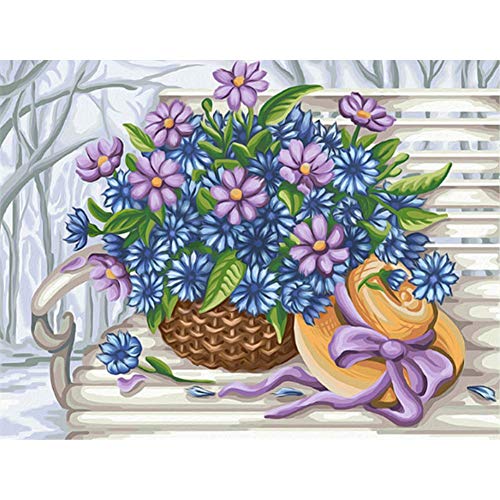 Kit Point de Croix Diamant Marguerite Bleue 5D Activité Créative Salon et Chambre