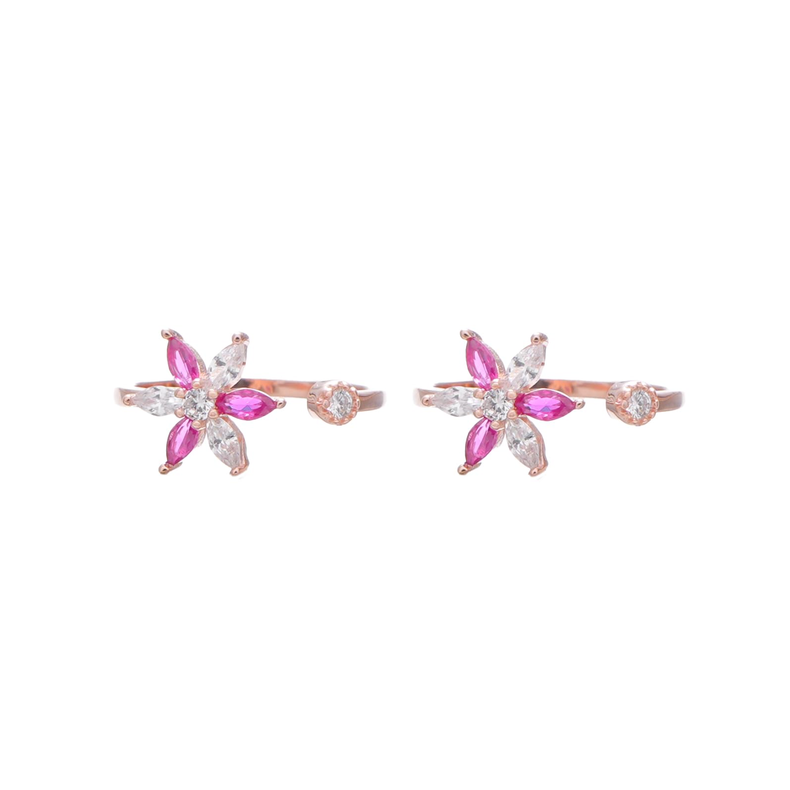 tassya Floral Crystal Toe Ring, Pink and Clear Stones, Adjustable Size-picture-16