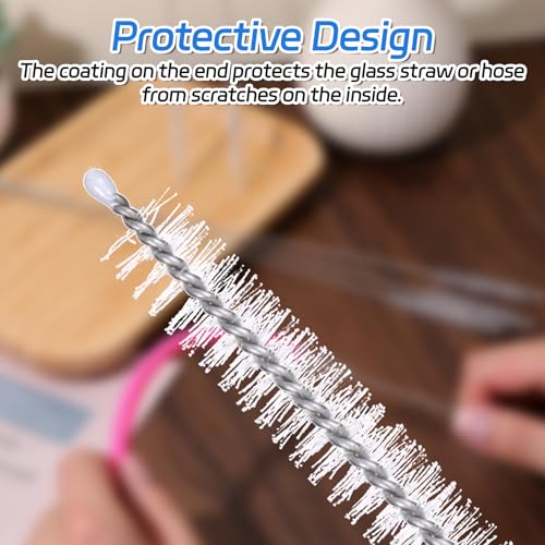 Image of Giantree 10 Pcs Straw Cleaner Brush, 11.8 Inch Extra Long Straw Cleaner Brush, Reusable Stainless Steel Handle Nylon Bristles Straws Cleaning Brushes for Cleaning Cup Straws Bottles Coffee Makers