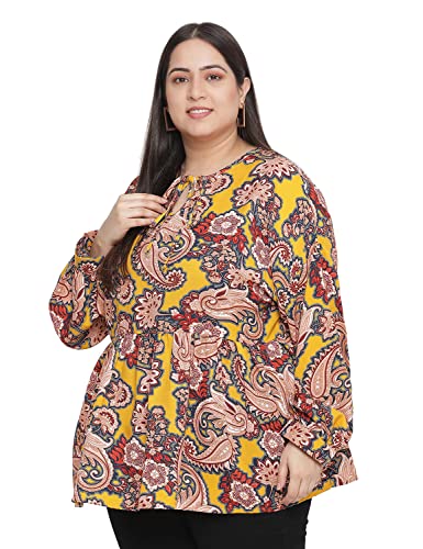 Image of oxolloxo Muffin Blue Floral Print Stylish Plus Size Women top