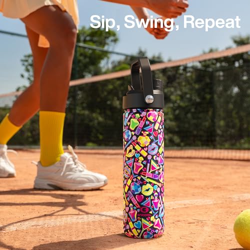 Image of ENCOOL Insulated Water Bottle with Straw Stainless Steel Water Bottle, Leak-Proof, BPA-Free, Double Wall Vacuum Keeps Cold for 24 Hours for Sports, Travel, School (26 oz, Cosmetic Party)