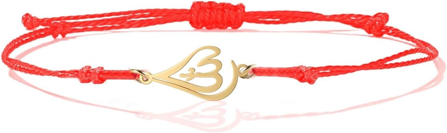 GYFGRTQ Islamic Adjustable String Bracelet for Muslim Women Men Handmade God Allah Charm Notched Arabic Calligraphy Jewelry Eid Ramadan Gift, Gold