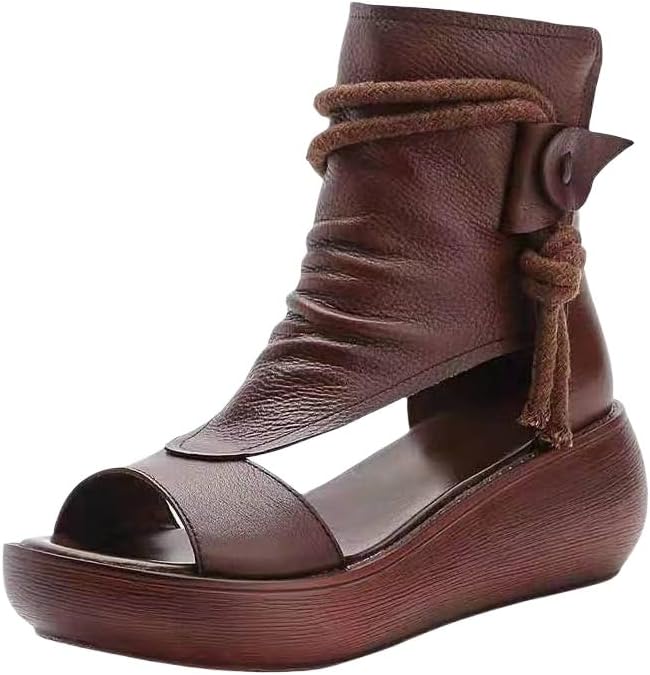 Women's large-size high-top sandals, casual fashionable and breathable, for outdoor wear in summer.