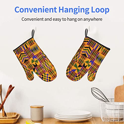 2Pcs Oven Mitts Sets,African Ethnic Pattern,Kitchen Oven Glove High Heat Resistant 500 Degree Oven Mitts And Pot Holder,Surface Safe For Baking,Cooking,Bbq #TOP4