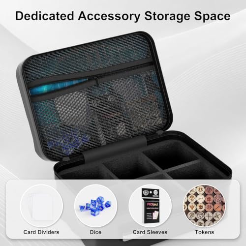 Image of Proijeut Card Deck Box with Portable Case, 6 Pack Clear Commander Deck Box with 6 Dividers, Holds 600+ Double Sleeved Cards, Fit for MTG, YuGiOh, TCG（Geometric Black）