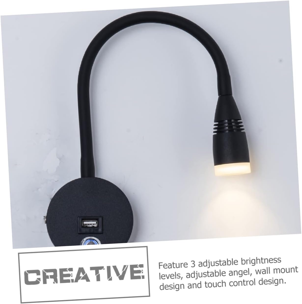 Mipcase Led Wall Mounted Reading Light Dimmable Feature and USB Port Bedside Lamp for Bedroom Study Boys and Girls Room and Nursery Three Color Temperature Options