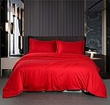Colourful Snail 100-Percent Cotton Duvet Cover Set, Hidden Zipper Closure, Ultra Soft, Easy Care and Durable, Simple Bedding Style, Queen, Red (Comforter Not Included)