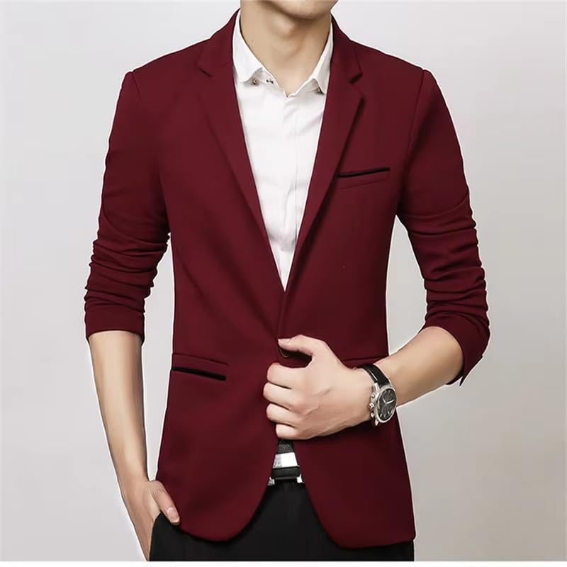 Men's Slim Fit Suit Jacket Fall Formal Banquet Wedding Business Blazer for Men-Black3
