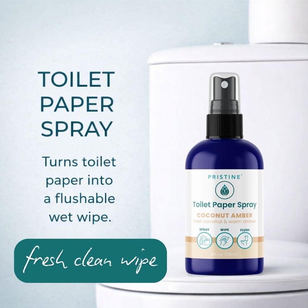 PRISTINE Aerosol para papel higiénico (como se vio en Shark Tank), toallitas de limpieza personal más naturales y alternativas a las toallitas húmedas desechables, aerosol para papel higiénico para cr