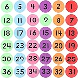 Zerodeko 36 Stück Teiliges Rutschfester Teppich punkte mit Zahlen für Klassenzimmer Bodenmarkierungen Trainingsspiel für Sitzordnung und Lernaktivitäten