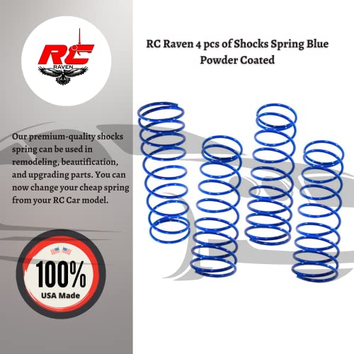 Rc Raven 4 Pcs Of Rc Shocks Spring Blue Powder Coated For Rc Car Losi Lst Monster Truck- Dual Rate Of 8.9 Ppi On Top And 15 Ppi At The Bottom- Rc Car Shock Springs #TOP3
