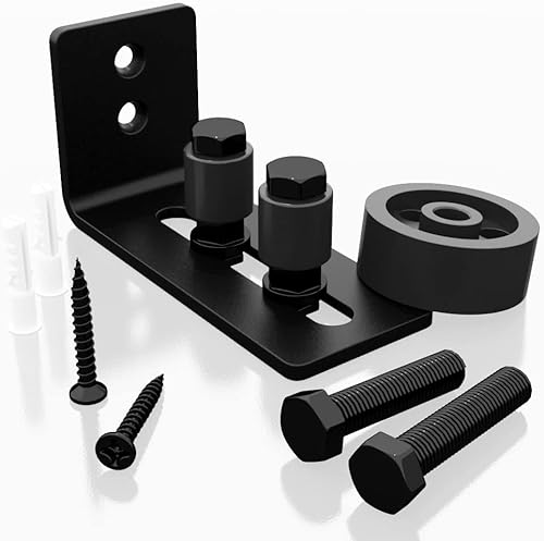 Miniatura 4 de SANKEYTEW Guía de piso inferior para puerta corrediza de granero, (8 en 1) rodillo ajustable para puertas de todos los tamaños, montaje en pared,