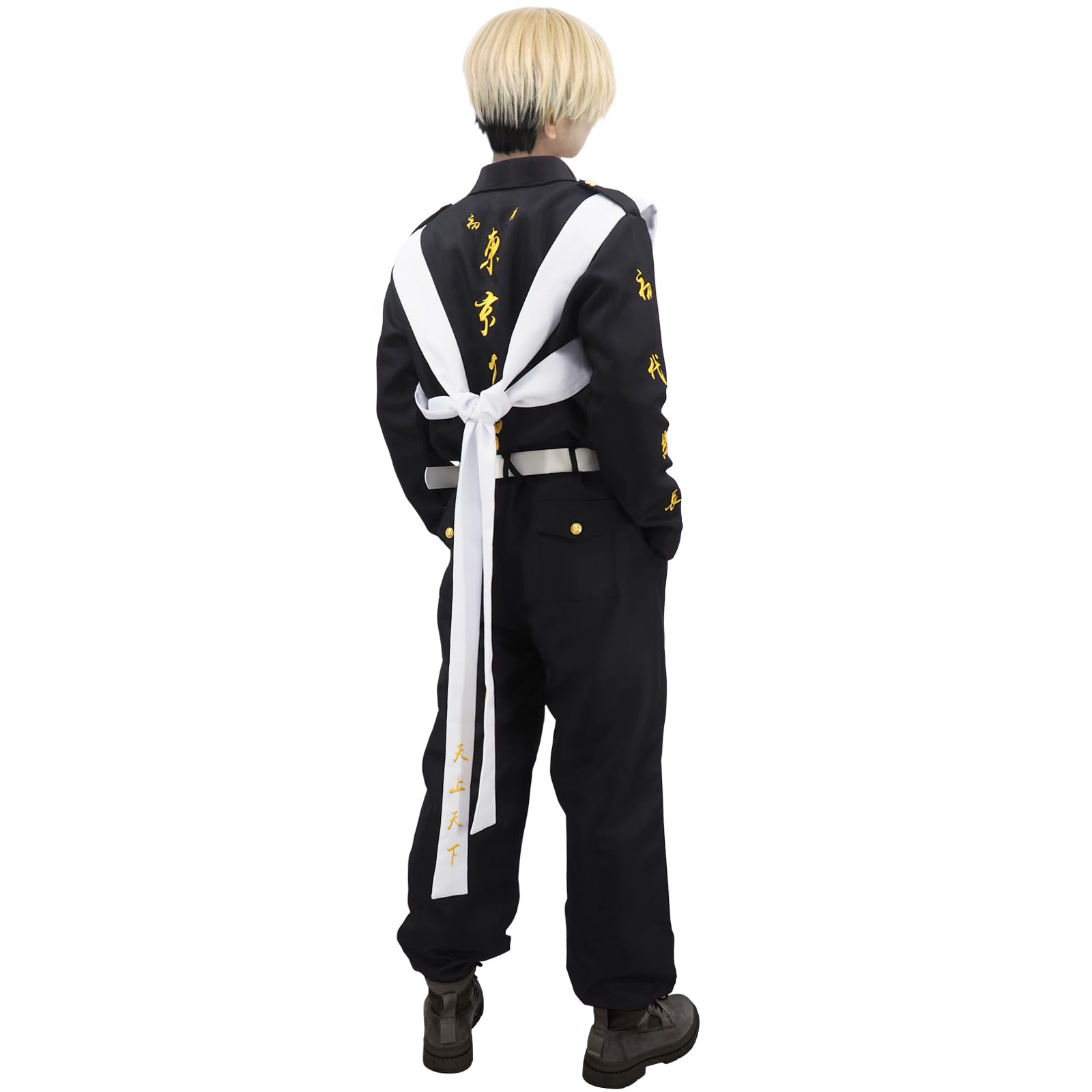Anime Cosplay Costumes Japan Revengers Draken Jumpsuit Onesie Black Uniform Suit With Belt And Back Straps Adult Halloween Outfits