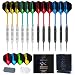 Centaur 12 Pack Steel Tip Darts, Professional 22 Grams Metal Dart Set with Frosted PVC Shafts and 5 Style PET Flights and Dart Case, Silver & Black