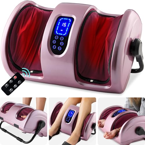 Image of Best Choice Products Shiatsu Foot Massager with Heat for Plantar Fasciitis & Neuropathy, Kneading Foot & Calf Massager with Remote, 360 Adjustable Handle, Rolling & Compression Massage - Rose Gold