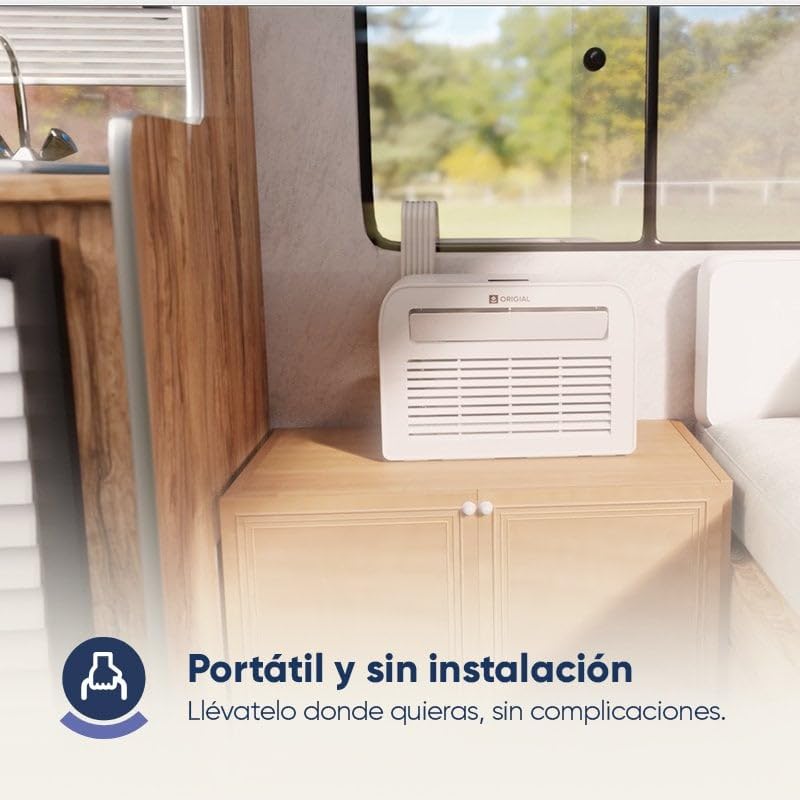 Airfeel Caravan 700 Aire Acondicionado Portátil de Ventana, 700 Frigorías / 2800 BTU, Sin Instalación, 3 Modos, Panel Táctil, 390W, Caravanas Autocaravanas y Habitaciones Pequeñas