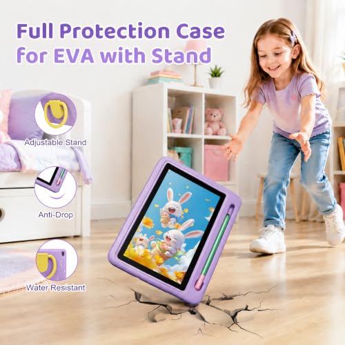 Image of Kids Tablet with Shockproof Case Stylus, Android 16 Tablet for Kids, 24GB RAM 128GB ROM 1TB TF Card Expand, Parental Control, Eye Protection, Dual Camera, 7 inch Tablet, WiFi 6 BT5.4, Purple