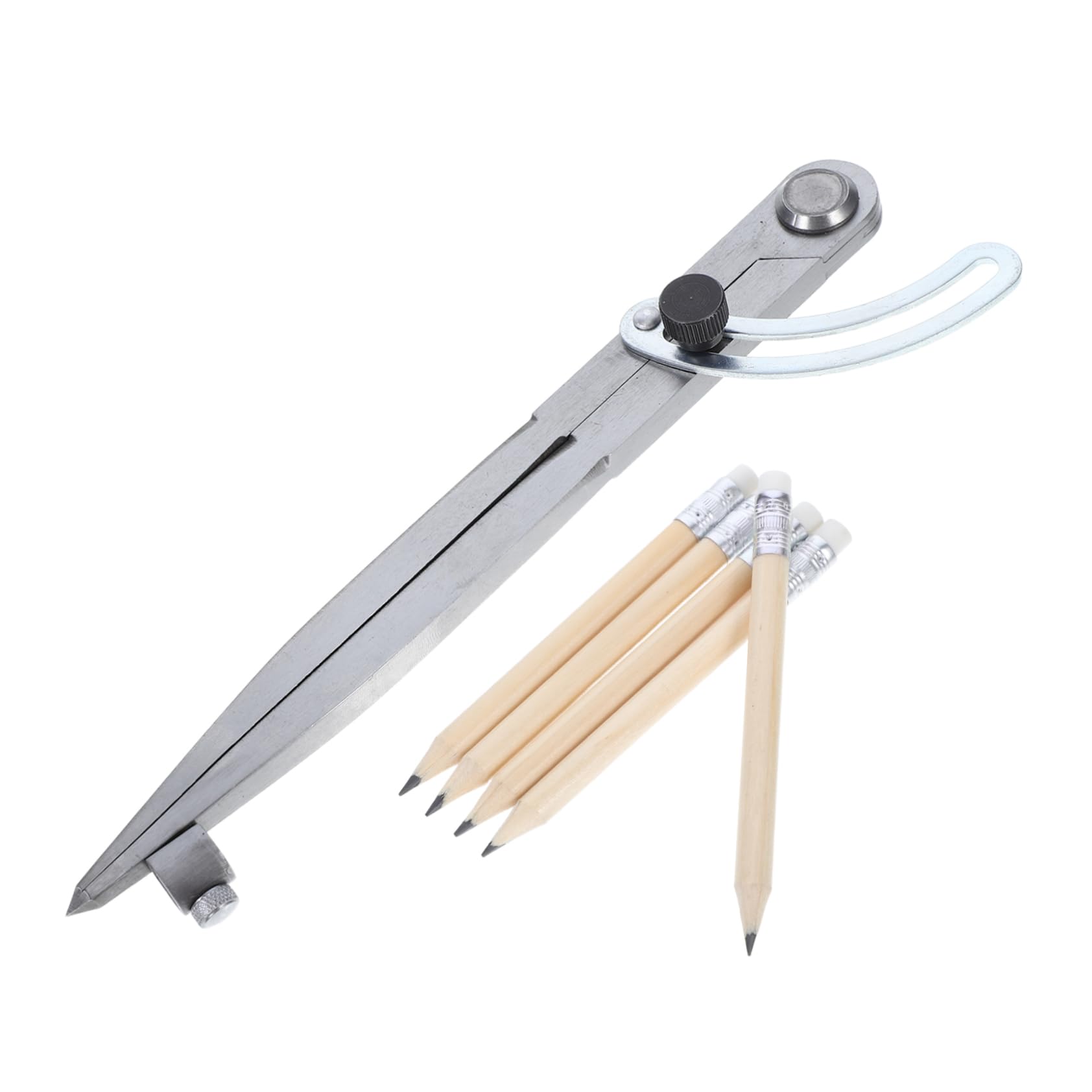 Compasso da Disegno Tecnico con Aletta in Acciaio al Carbonio | Set 1 Pezzo, con Porta-matita e 5 Matite Incluse, per Misurazioni Precise e Uso Pratico