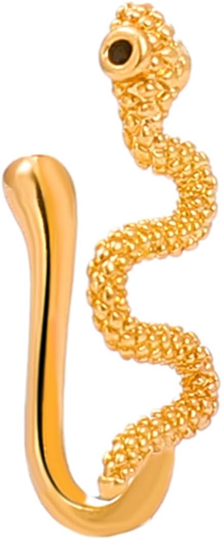 Snake Nose Ring Stud - Tiny Clip On Faux Septum African Nose Cuff - Non Pierced Body Jewelry for Women