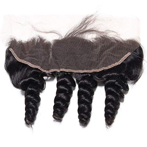 100% Hand Tied Loose Wave Lace Frontal With Baby Hair Lace Closure 13x4 Ear To Ear Brazilian Virgin Hair Free Part Lace Closure Natural Color 10 inch